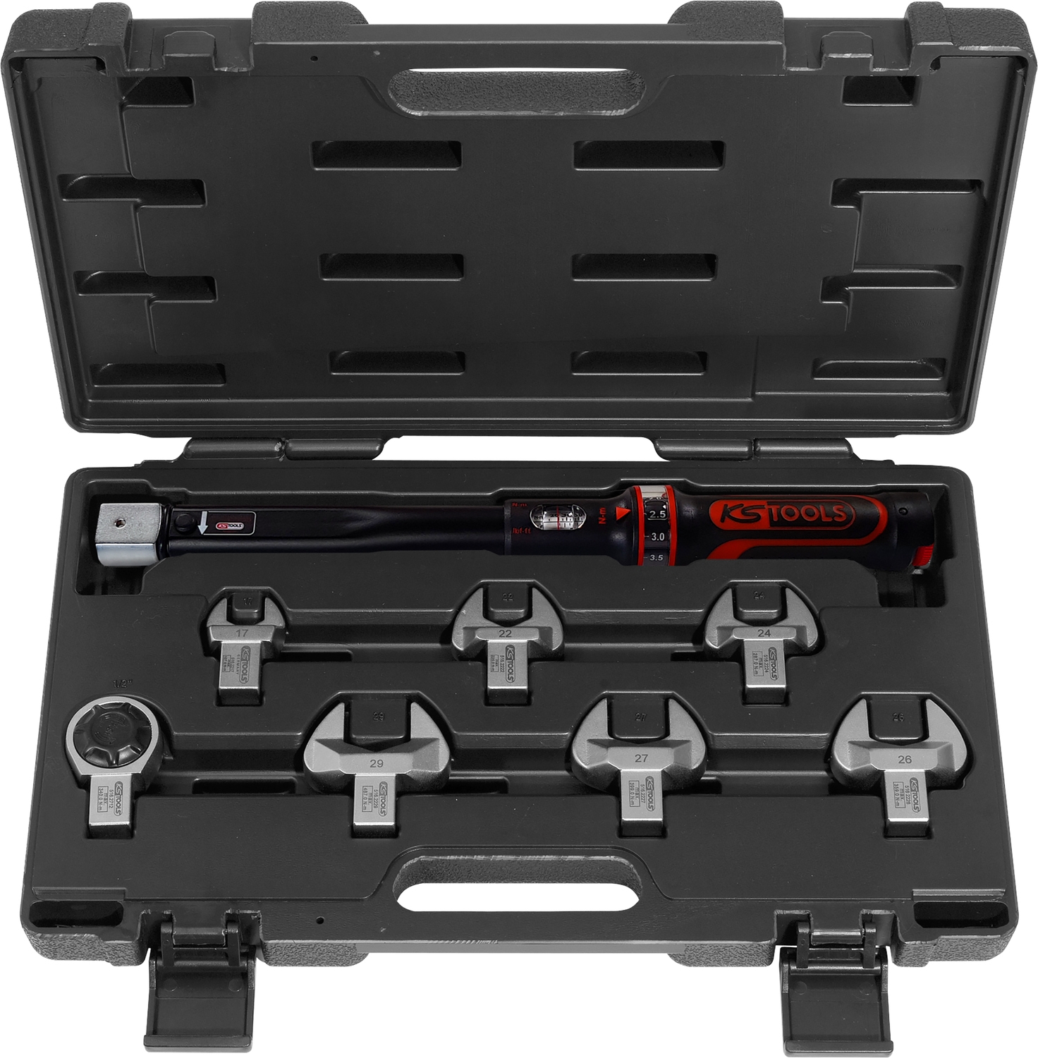 KSTOOLS ERGOTORQUE®precision Kälte-Klima-Drehmomentschlüssel-Werkzeugsatz 20 - 100 Nm, 8-tlg