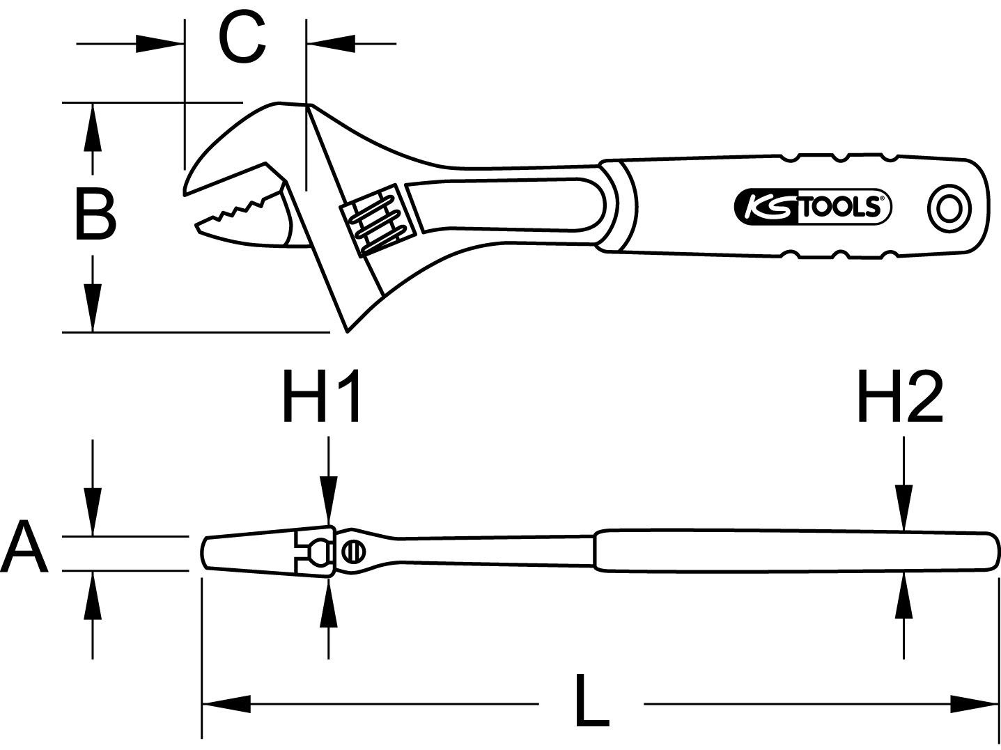 KSTOOLS Rollgabelschlüssel mit 2-Komponentengriff, 23mm