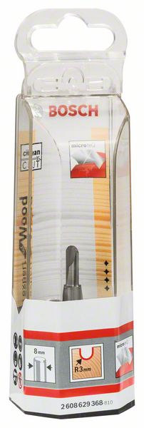Bosch Hohlkehlfräser Expert for Wood, 8 mm, R1 3 mm, D 6 mm, L 12,7 mm, G 50,8 mm