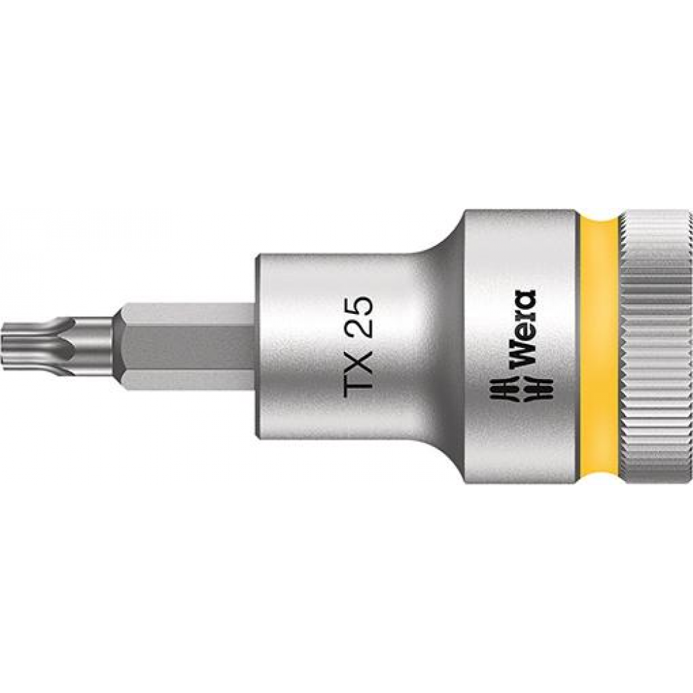 Schraubendreher-Einsatz 1/2", Zyklop, für TORX-Schrauben, Nr. 8767 C HF Schraubendrehereinsatz T25x60mm mit" Haltefunktion Wera