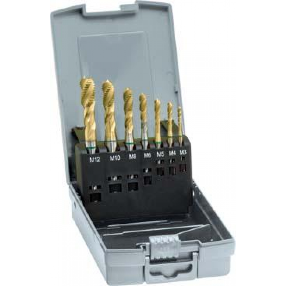 Grundloch-Maschinengewindebohrer-Satz, Ti N-beschichtet Maschinengewindebohrer- Set DIN371/376 HSSE N Form C M3-M12 GÜHRING