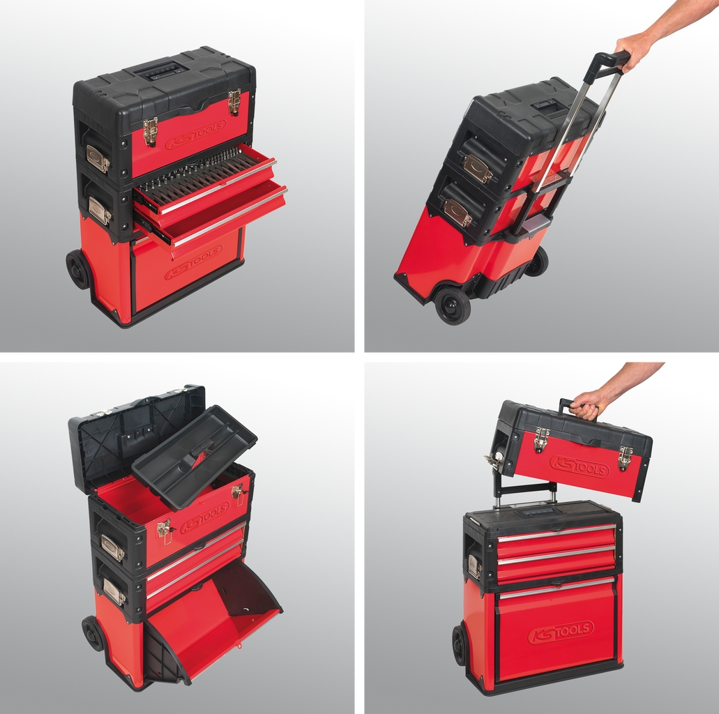 KSTOOLS Fahrbarer Kunststoff-Stahlblech-Werkzeugkasten