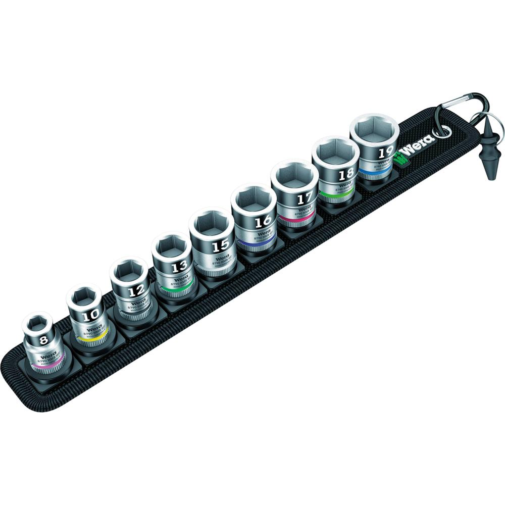Steckschlüssel-Garnitur 3/8", Zyklop, Nr. Belt B 1 Steckschlüsseleinsatz- Satz mit Haltefunktion 10-teilig" Wera