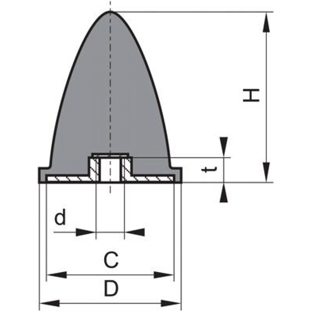 Gummi-Metall-Anschlag-Puffer, parabelförmig Gummi-Metall-Puffer Typ E D30x H36 M8 NR57