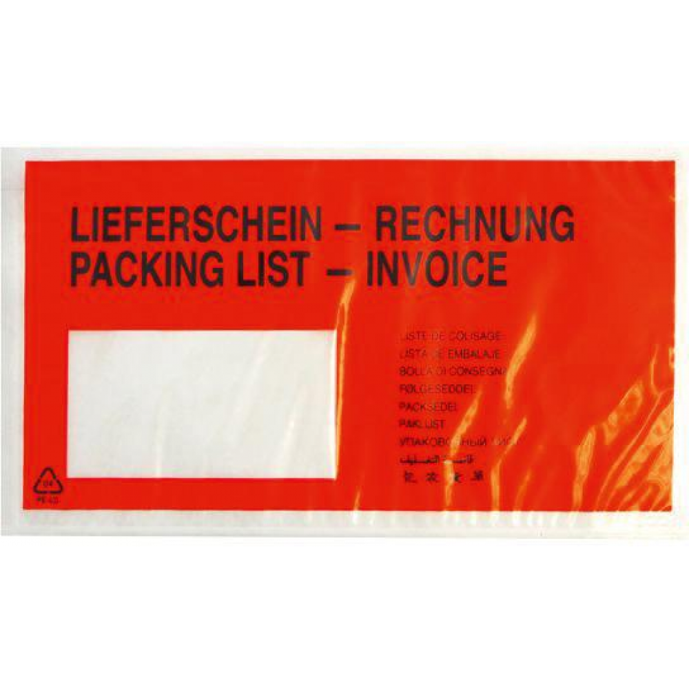 Begleitpapier-Dokumententaschen Selbst Begleitpap. -tasche DIN lg Liefer