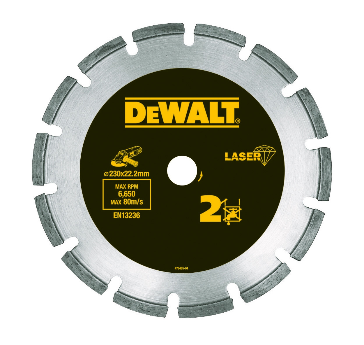 Dewalt DT3773-XJ,  Diamanttrennscheibe LaserHP2 230mm, Lasergeschweißte Diamant-Trennscheibe: Abrasive, zementgebundene Materialien / Beton 230mm Ø - Trockenschnitt