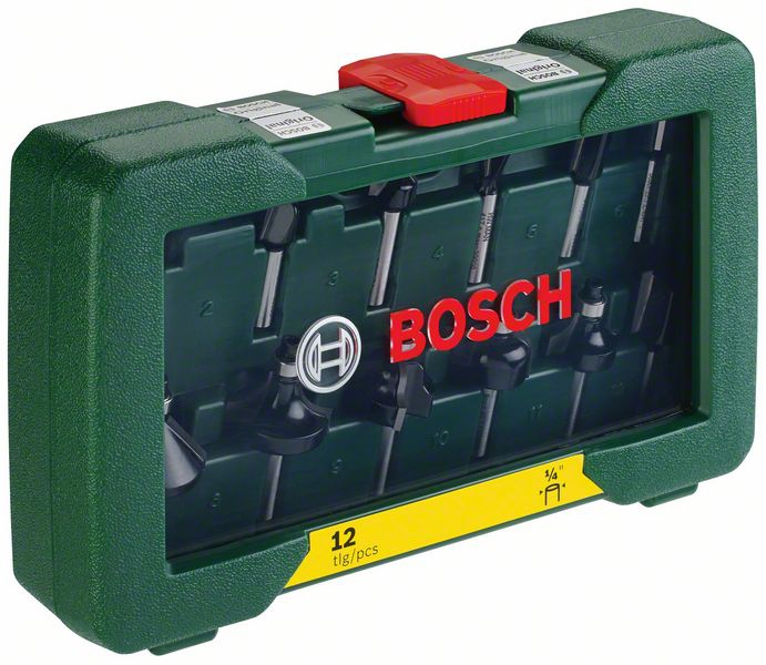 Bosch HM-Fräser-Set mit 1/4-Zoll Schaft, 12-teilig