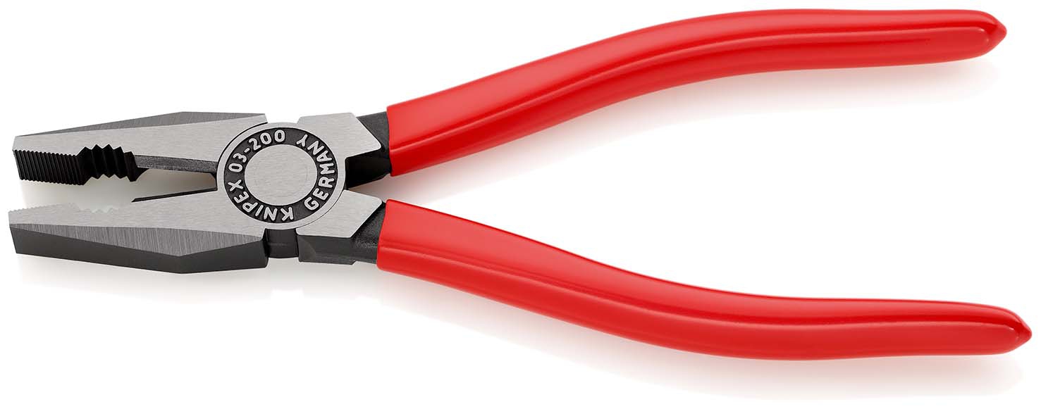 KNIPEX 03 01 200 SB Kombizange mit Kunststoff überzogen schwarz atramentiert 200 mm (SB-Karte/Blister)