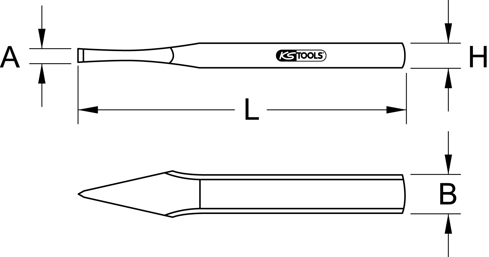 KSTOOLS Kreuzmeißel, flach oval, 8x200mm