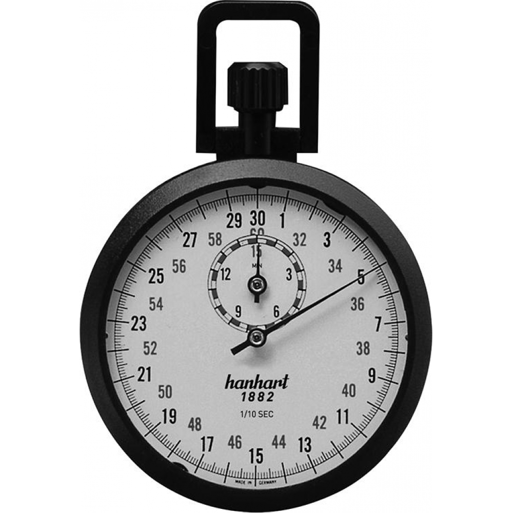 Präzisions-Kronen-Stoppuhr Präzisions-Kronen-Stopper1/10-Sek. 15Min. HANHART