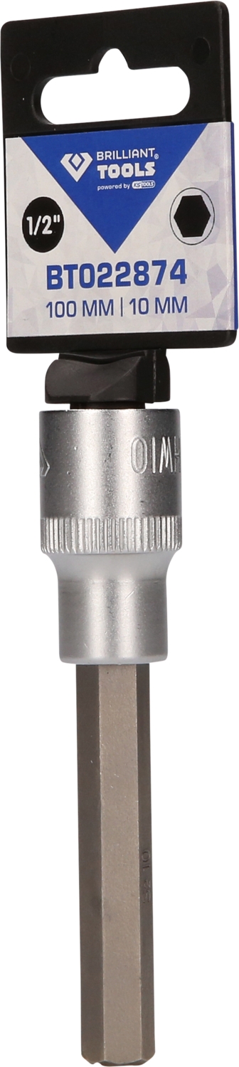 Brilliant Tools  1/2" Innensechskant Bit-Stecknuss, 100 mm lang, 10 mm
