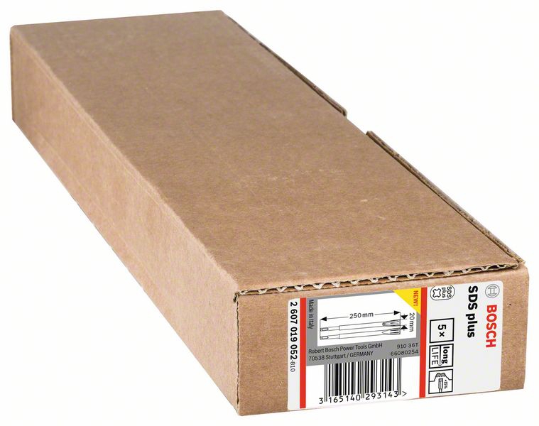 Bosch Flachmeißel mit SDS plus-Aufnahme, 250 x 20 mm, Long Life, 5er-Pack