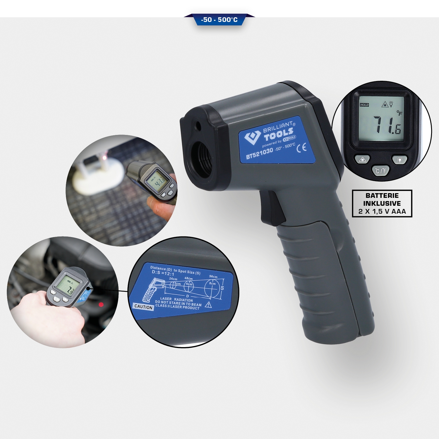 Brilliant Tools  Infrarot-Thermometer, -50° bis 500°