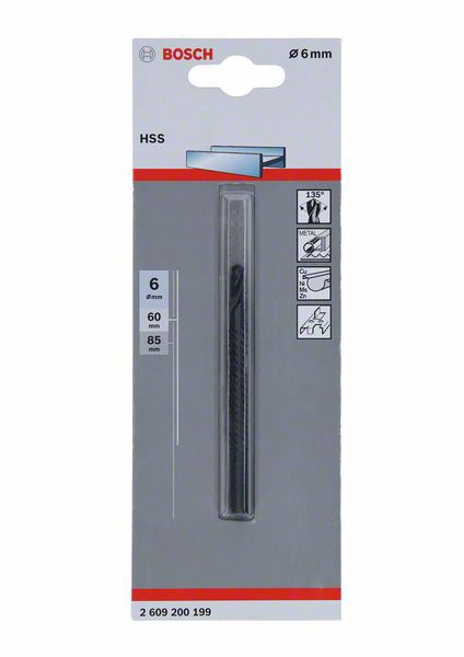 Bosch Fräsbohrer HSS, 6 mm, 85 mm, d 6 mm