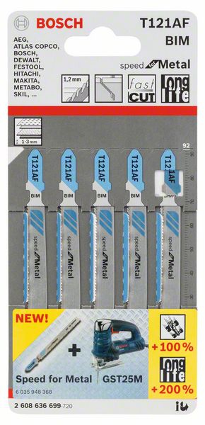 Stichsägeblatt T 121 AF BoschVE à 5 StückSpeed for Metal
