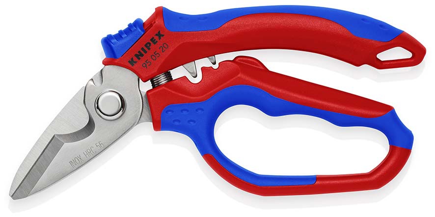KNIPEX 95 05 20 SB Gewinkelte Elektrikerschere mit Mehrkomponenten-Hüllen, glasfaserverstärkt 160 mm