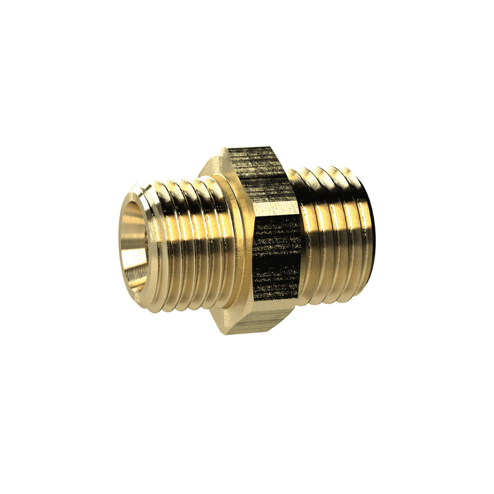 Doppelgewindenippel, metrisch Doppelnippel, Messing AG M5 x SW, 7mm RIEGLER