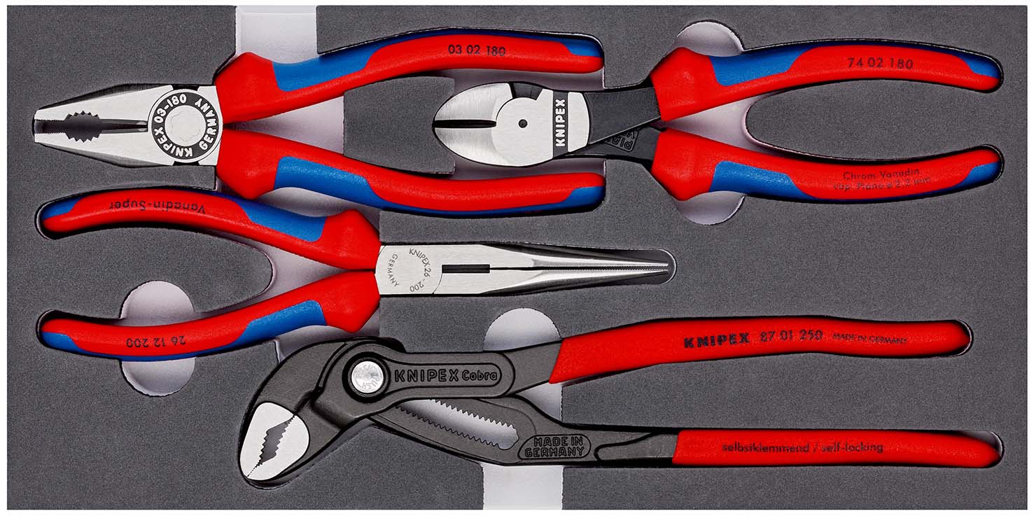 Zangen-Satz Basic mit Schaumeinlage 4-teiligKNIPEX