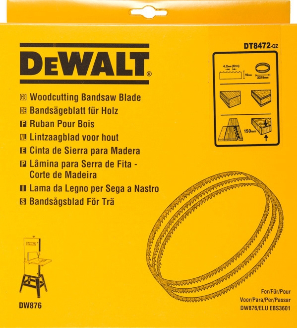 Dewalt DT8472-QZ,  Bandsaegebl 2215x10x0,4mm 4,2mm, Bandsägeblätter für DW 876 / Länge: 2215mm / Breite: 10mm / Dicke: 0.4mm / Zahnteilung: 4.2mm