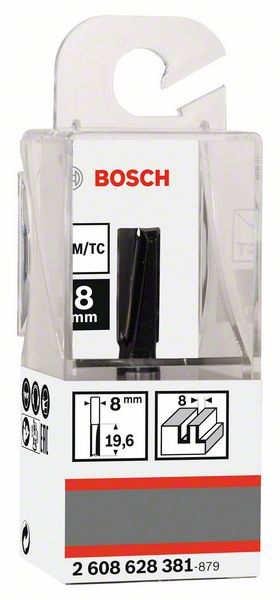 Bosch Nutfräser, 8 mm, D1 8 mm, L 19,6 mm, G 51 mm. Für Handfräsen