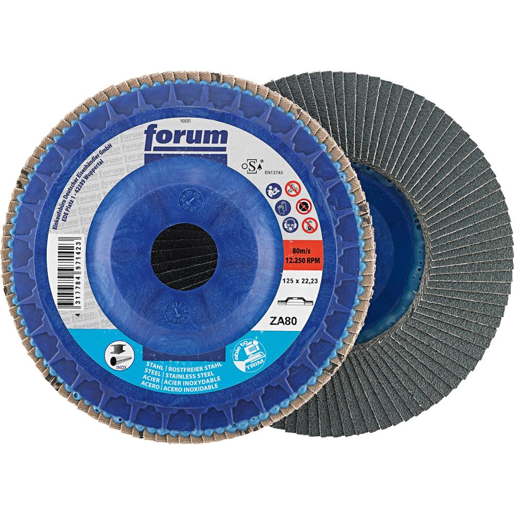 Fächerschleifscheibe 125mm, gewölbt, ZK 80 trimmbar FORUM