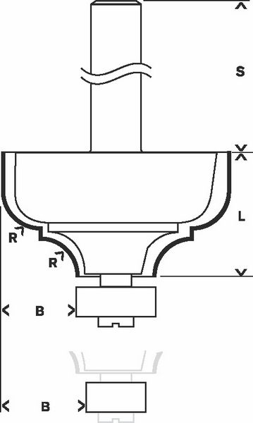 Bosch Kantenformfräser C, 8 mm, R1 4,8 mm, B 9,5 mm, L 14 mm, G 57 mm