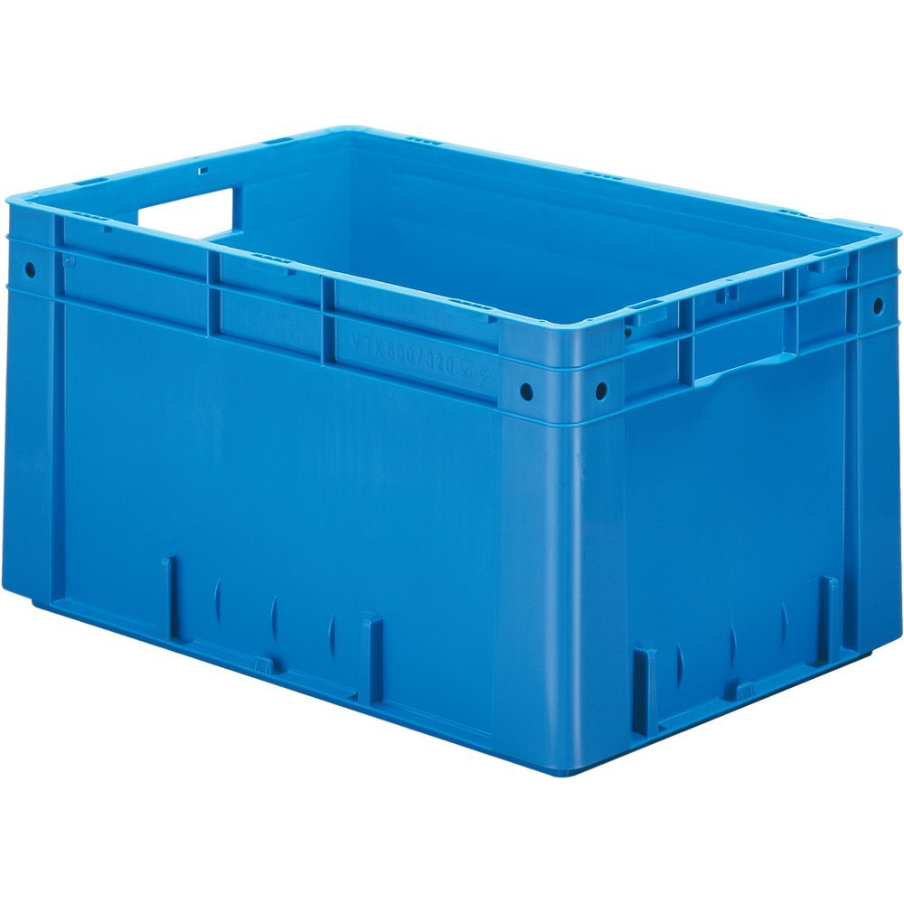 Transportkasten VTK 600/320-0 Transport-Stapelkasten B600x T400x H320 mm grau Auflast 700kg mit Griffloch