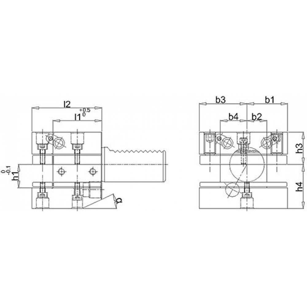 VDI-Werkzeughalter, Form D1/D2, Mehrfachaufnahme VDI D2 40x25mm Überkopf FORTIS