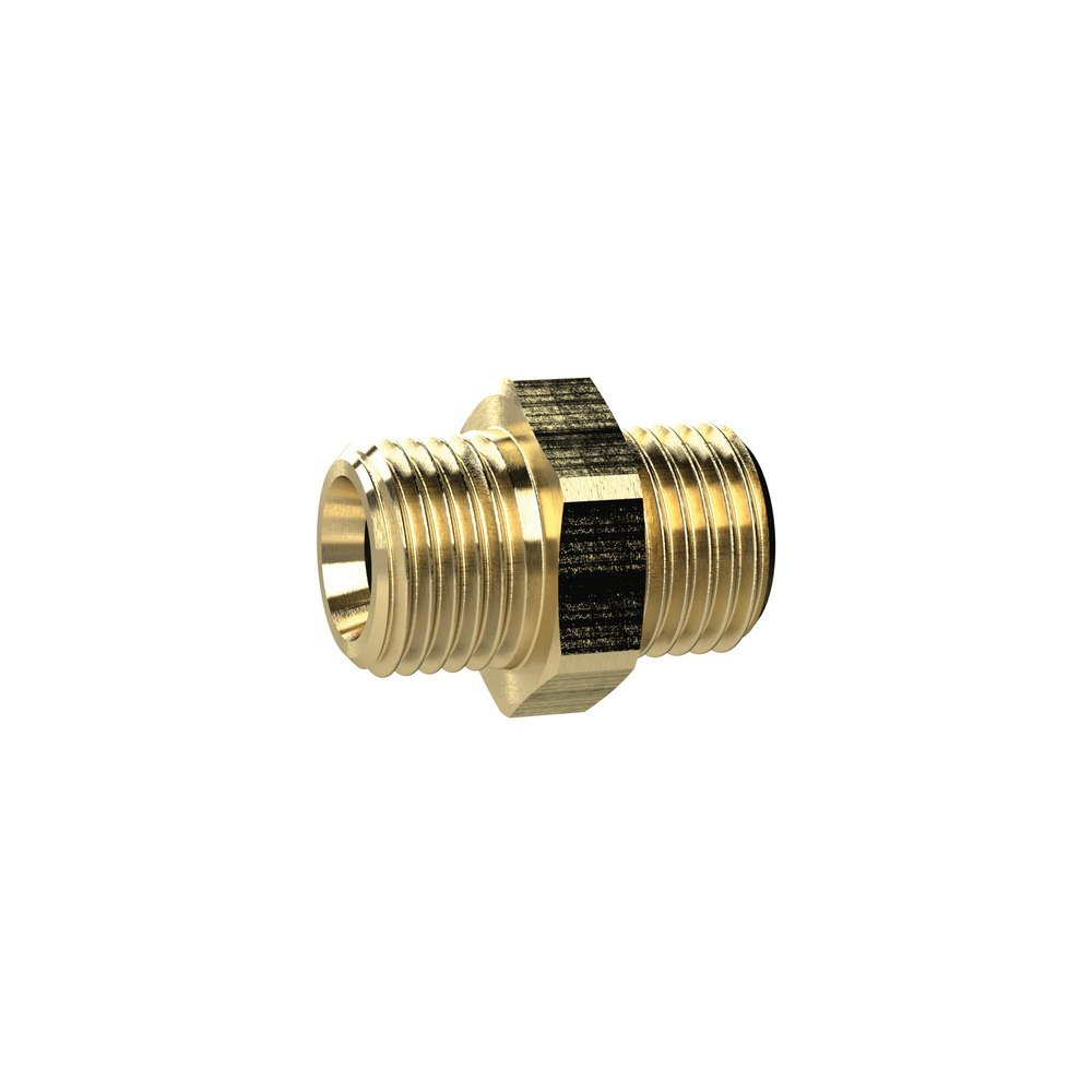Doppelgewindenippel, zylindrisch Doppelnippel, Messing AG G 1" x 1.1/2", SW 55mm RIEGLER