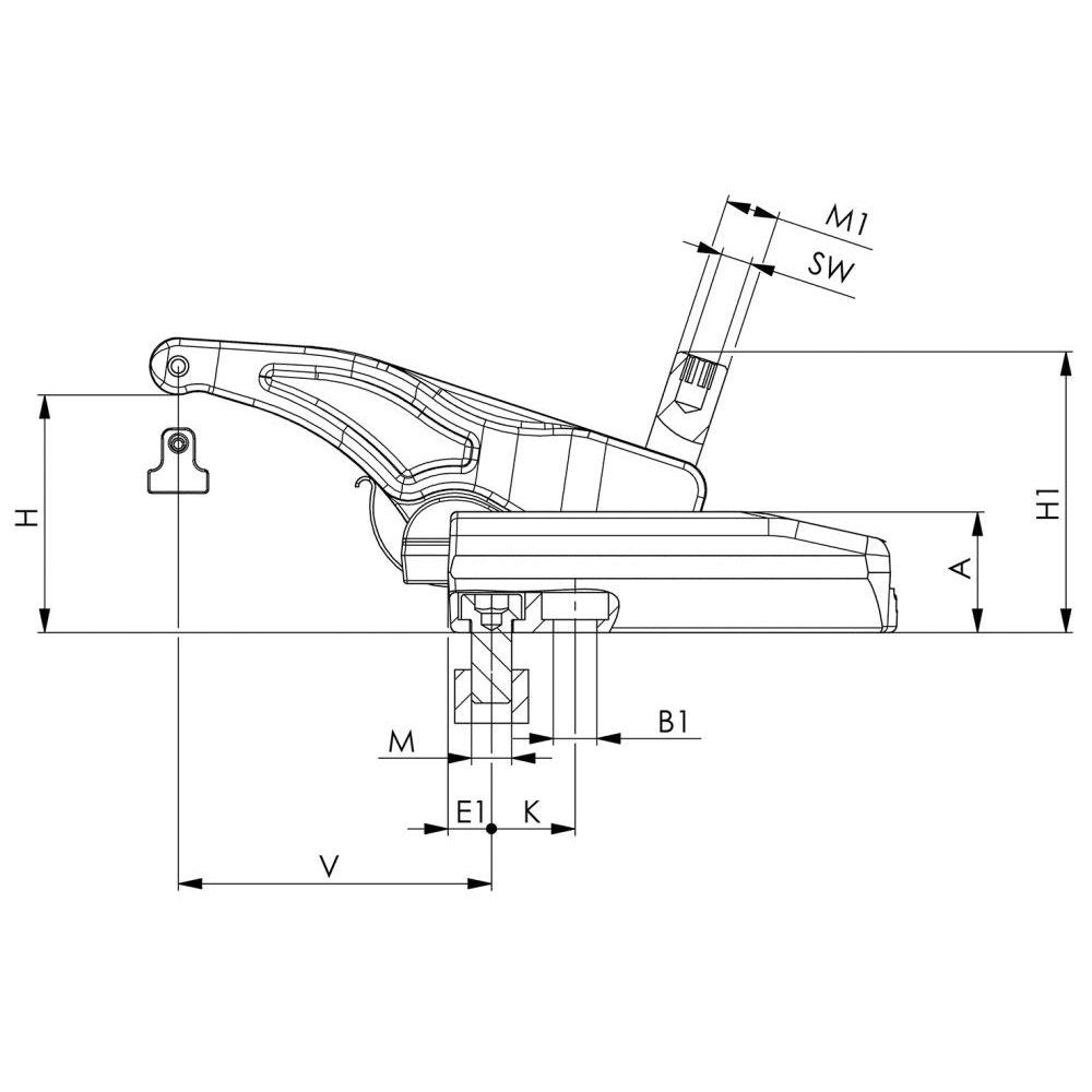 Kraftspanner verschiebbar 7600-22 M10x12AMF