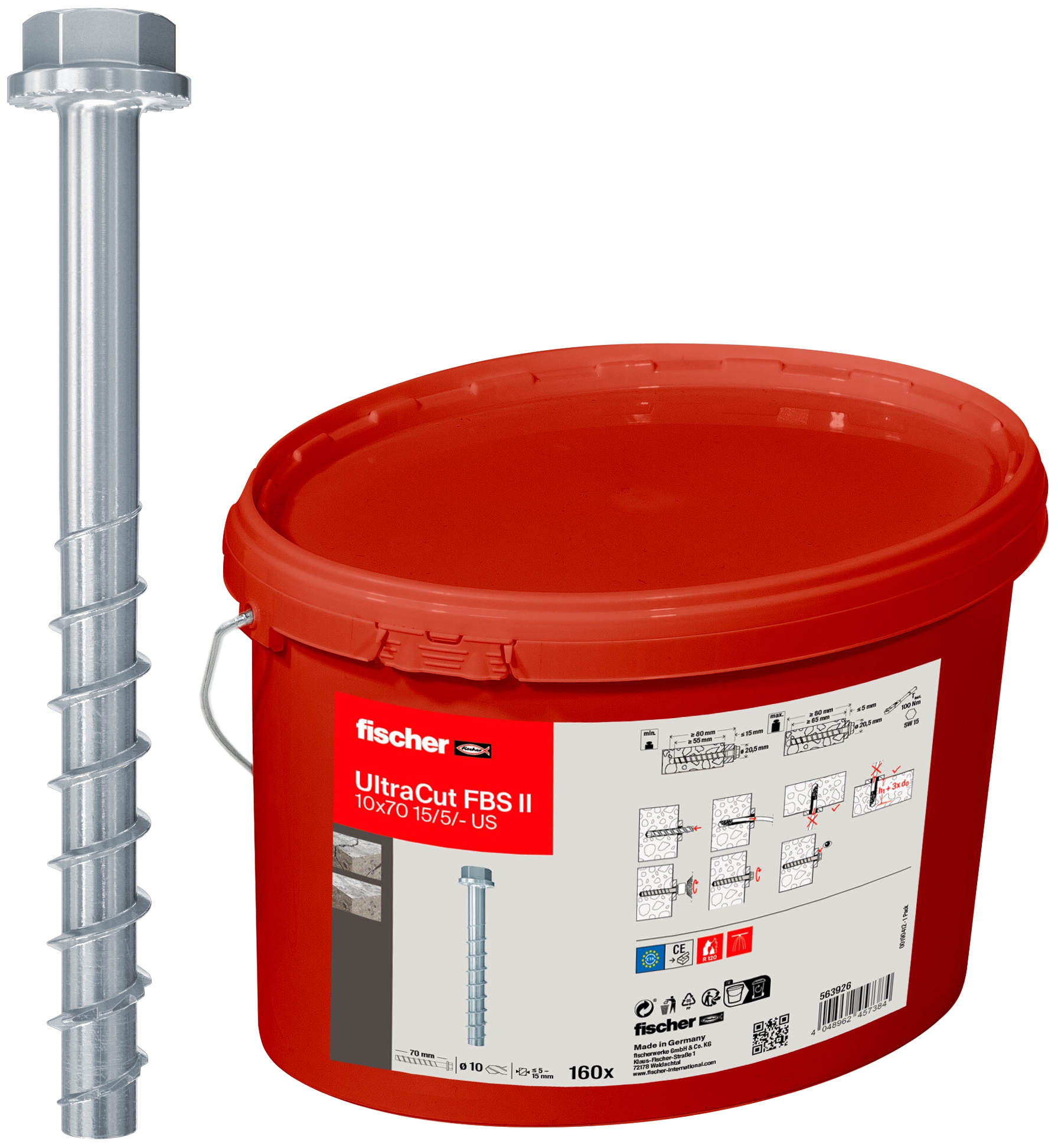Fischer UltraCut FBS II 10x70 15/5/- US (160). Die leistungsstarke Betonschraube für höchsten Montagekomfort.