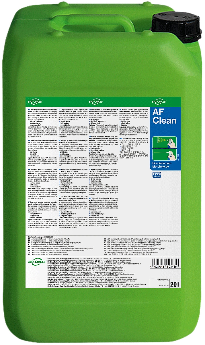 BIO-CIRCLE Bremsenreiniger-Alternative AF Clean, Kunststoff-Kanister 20 L
