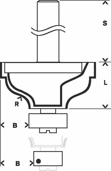 Bosch Kantenformfräser A, 8 mm, R1 4,8 mm, B 11 mm, L 14,3 mm, G 57 mm