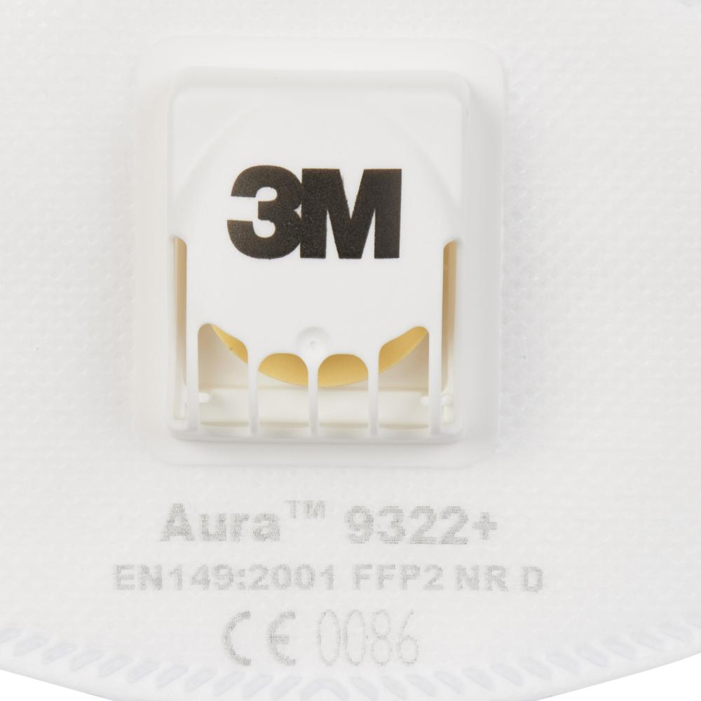 3M Faltmaske Aura 9322+ Feinstaubmaske Generation 3+, FFP2