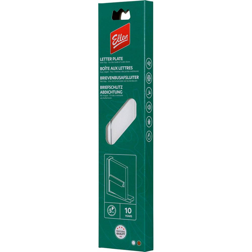 Briefkasteneinwurf PVC 34,5 x 8,23 cm, weiß mit Klappe und Bürste