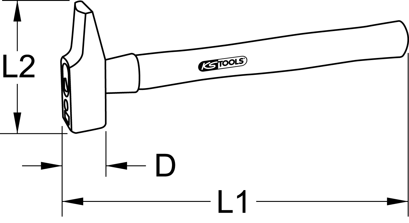 KSTOOLS Schlosserhammer, Hickory-Stiel, französische Form, 250g