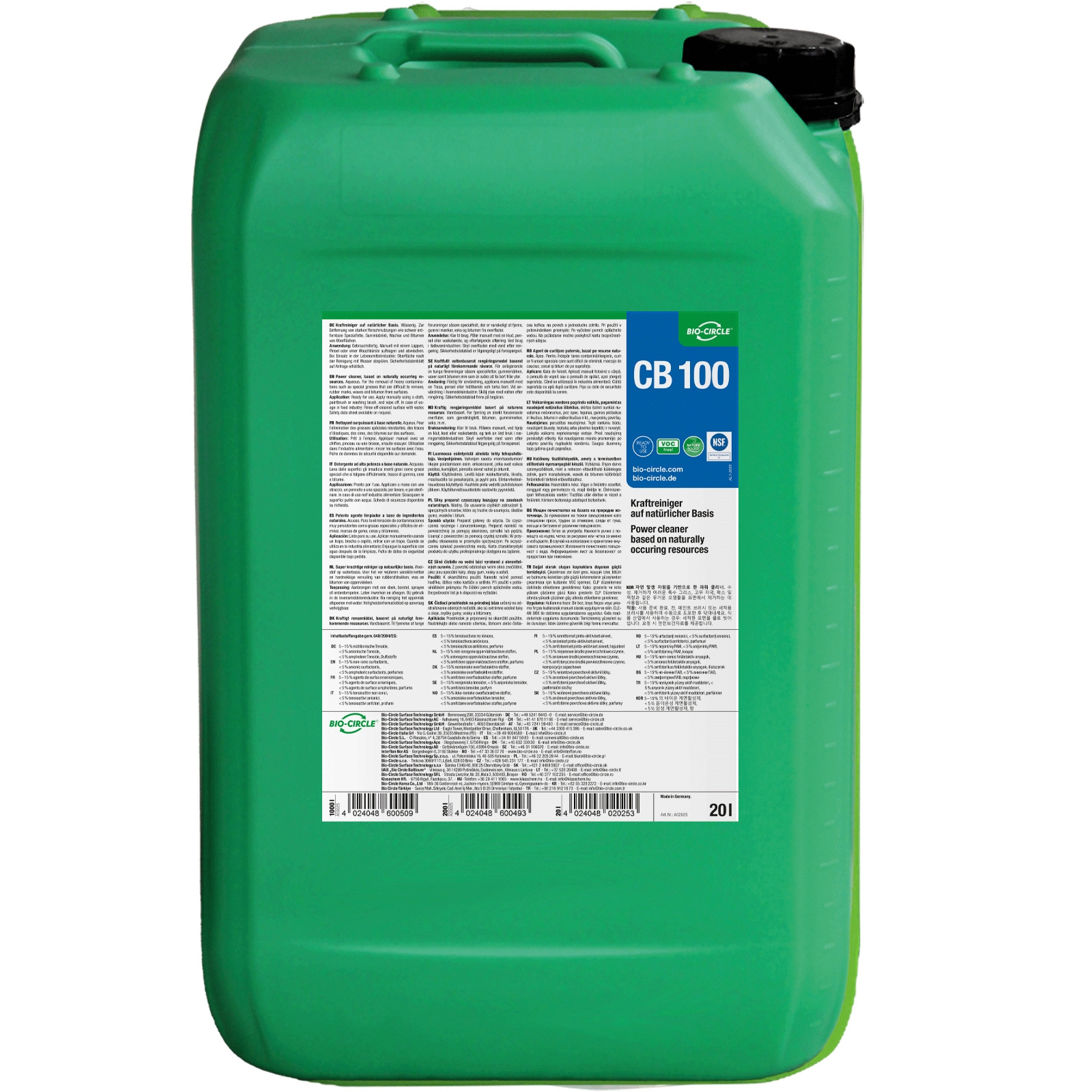 BIO-CIRCLE Kaltreiniger-Alternative CB 100, Kunststoff-Kanister 20 L