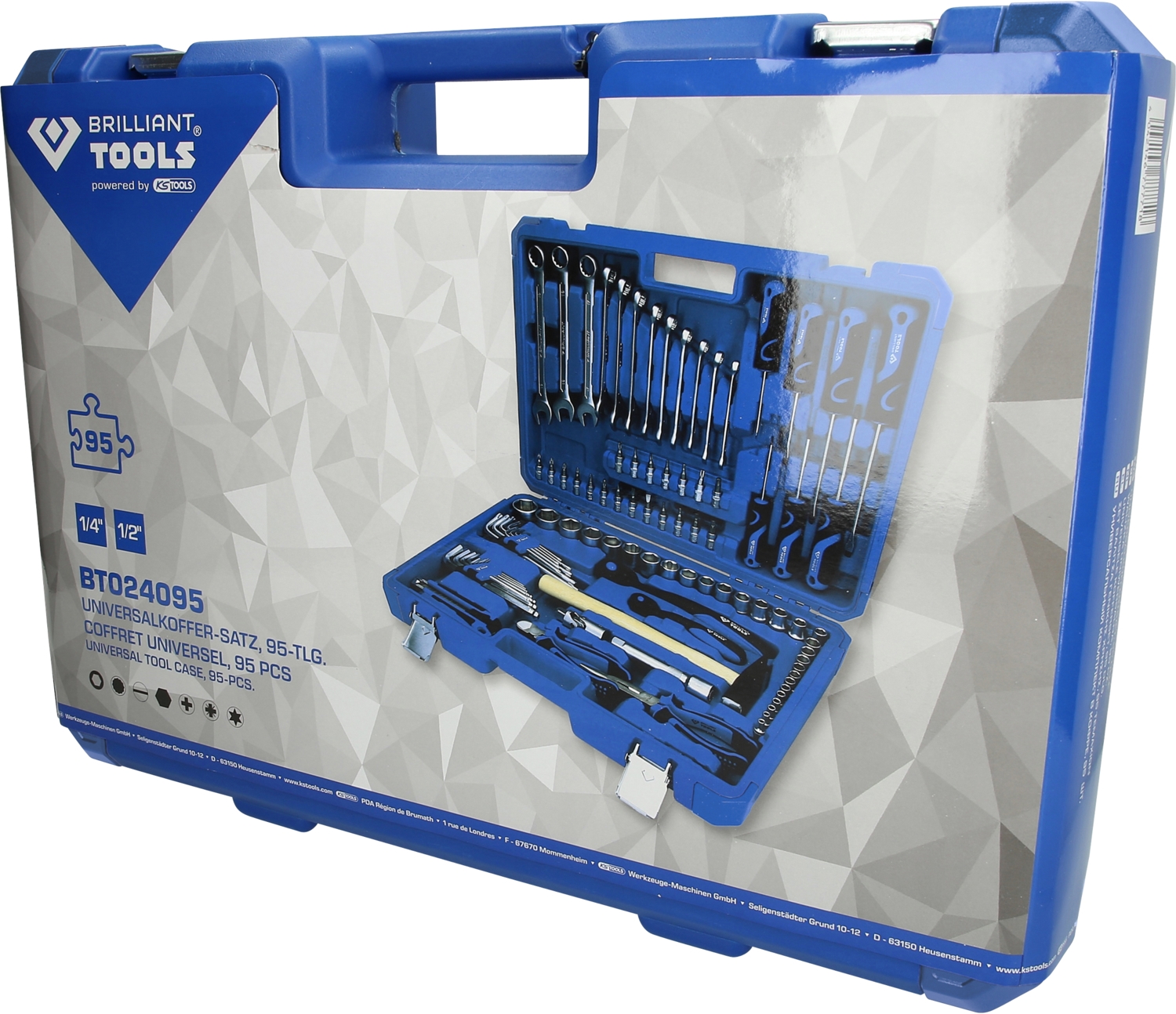Brilliant Tools  1/4" + 1/2" Universal-Werkzeug-Satz, 95-tlg
