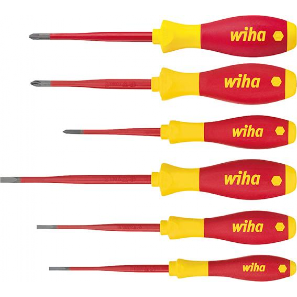 VDE-Schraubendreher-Satz Schlitz/Plus Minus PZ/S, Slim Technology Schraubendreher-Satz VDE Schlitz PH 6-teilig Wiha