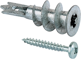 fischer Gipskartondübel Metall GKM 12 / Gipskartondübel GKM / Aufgrund der Materialeigenschaft  Einsatz des GKM in Gipskarton- und Gipsfaserplatten  sowie mit unterschiedlichsten Schrauben, Haken und Ösen