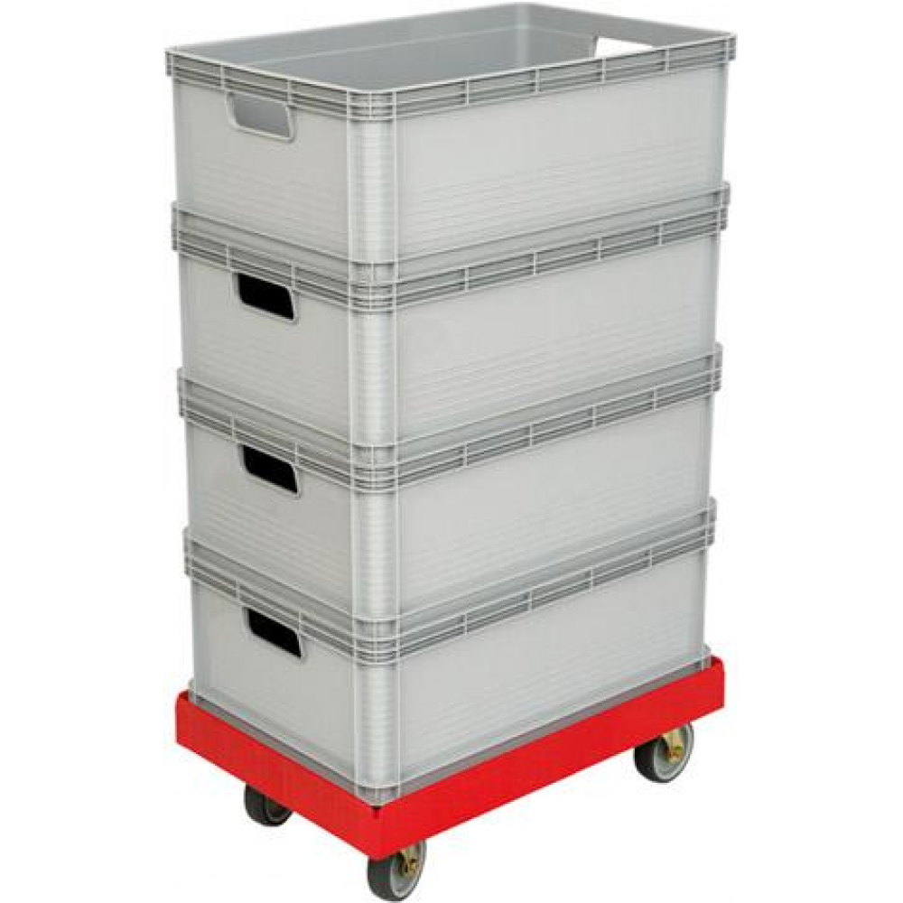 Transportroller für alle Euro-Normkästen B410x T610 mm rot Traglast 300kg