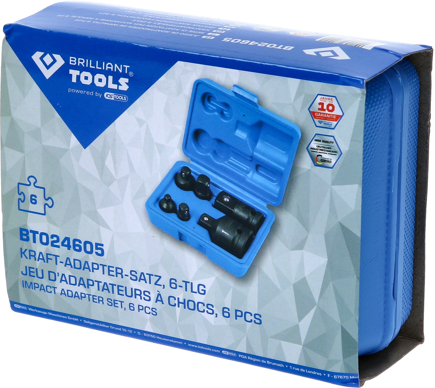 Brilliant Tools  Kraft-Adapter-Satz, 6-tlg, 1/4" + 3/8" + 1/2" + 3/4"