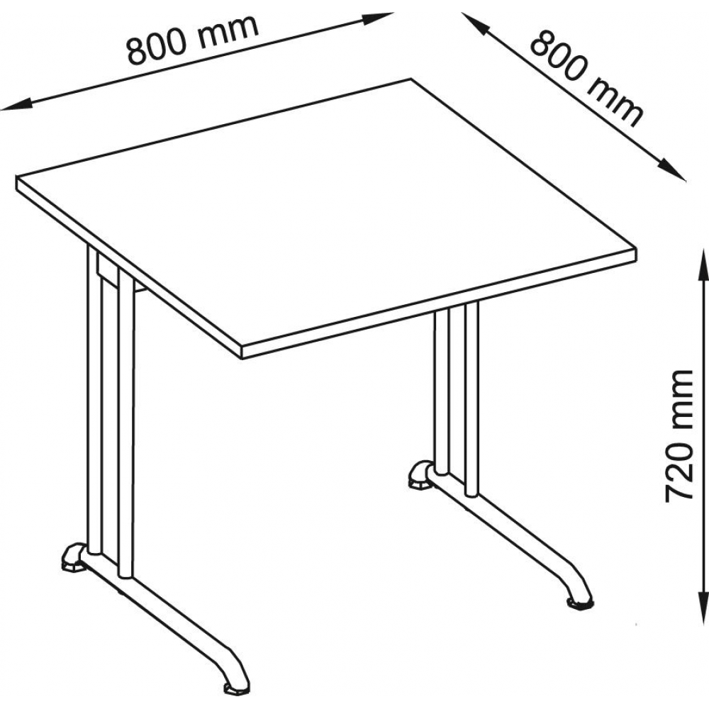 Schreibtisch, Serie B Ahorn 800x800 mm