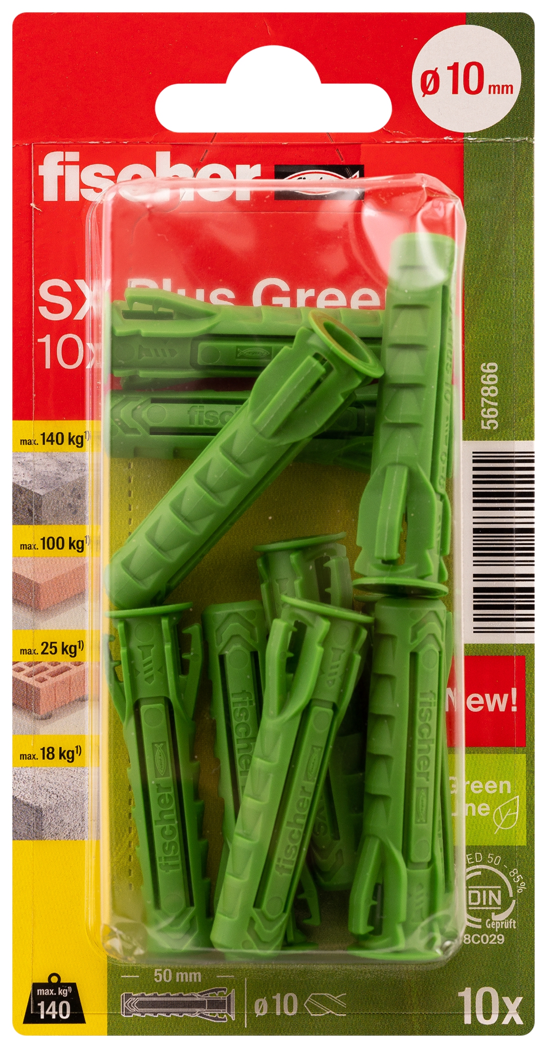 Fischer SX Plus Green 10 x 50 K. Der Spezialist im Vollbaustoff mit nachwachsenden Rohstoffen.