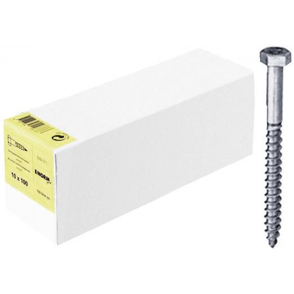 6-kant-Holzschraube 10x100 DIN 571 galvanisch verzinkt E-NORMpro HP