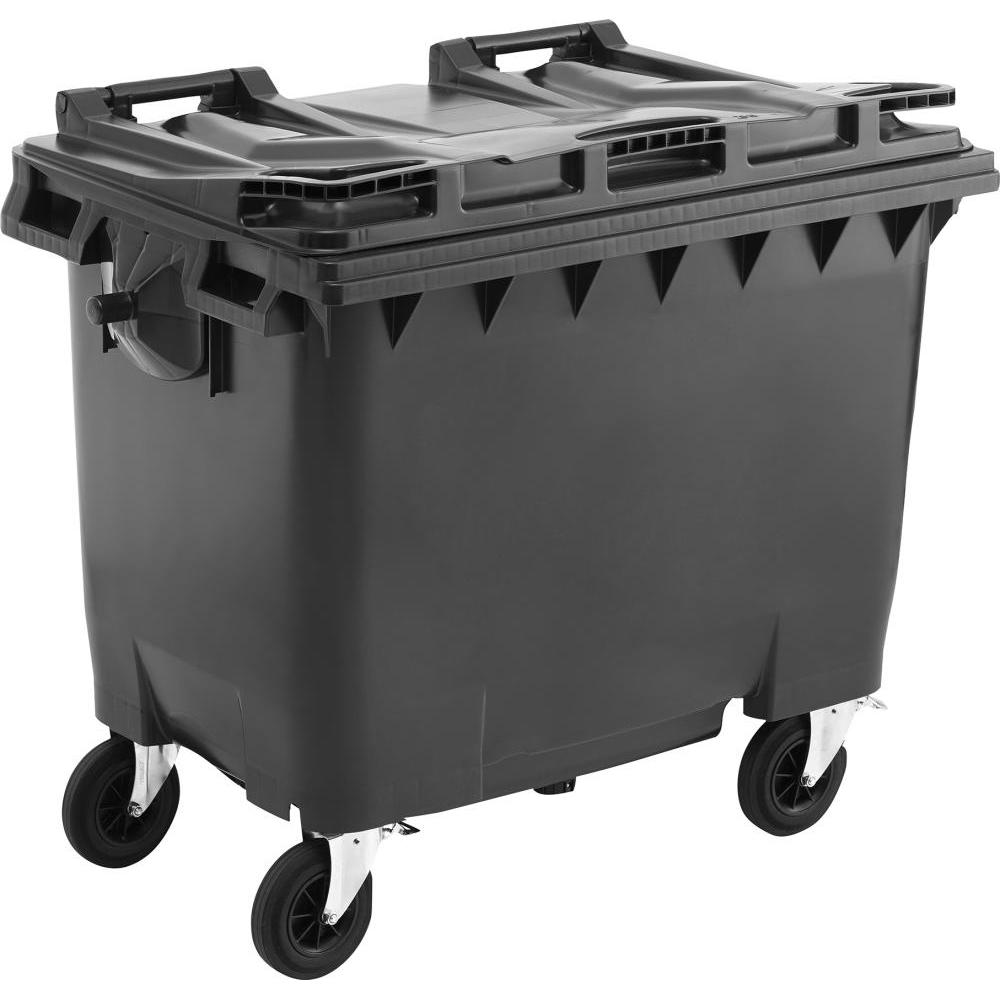 Müllcontainer, Kunststoff, mit Flachdeckel 660 l anthrazit