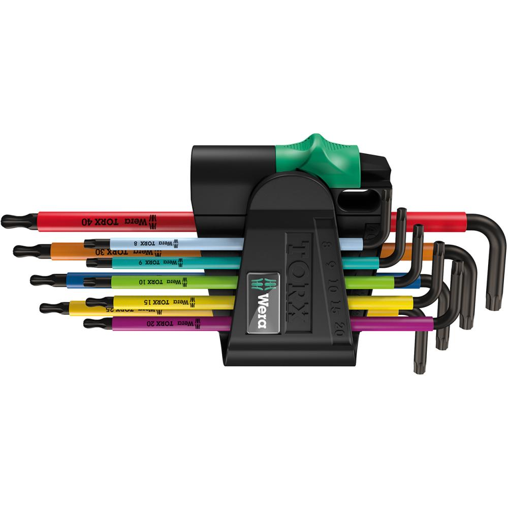 Winkelschraubendreher-Satz für TORX, mit Sicherungsstift, Kugelkopf, Nr. 967 SPKL/9 Winkelschraubendr.-Satz 9t Multicolor Wera