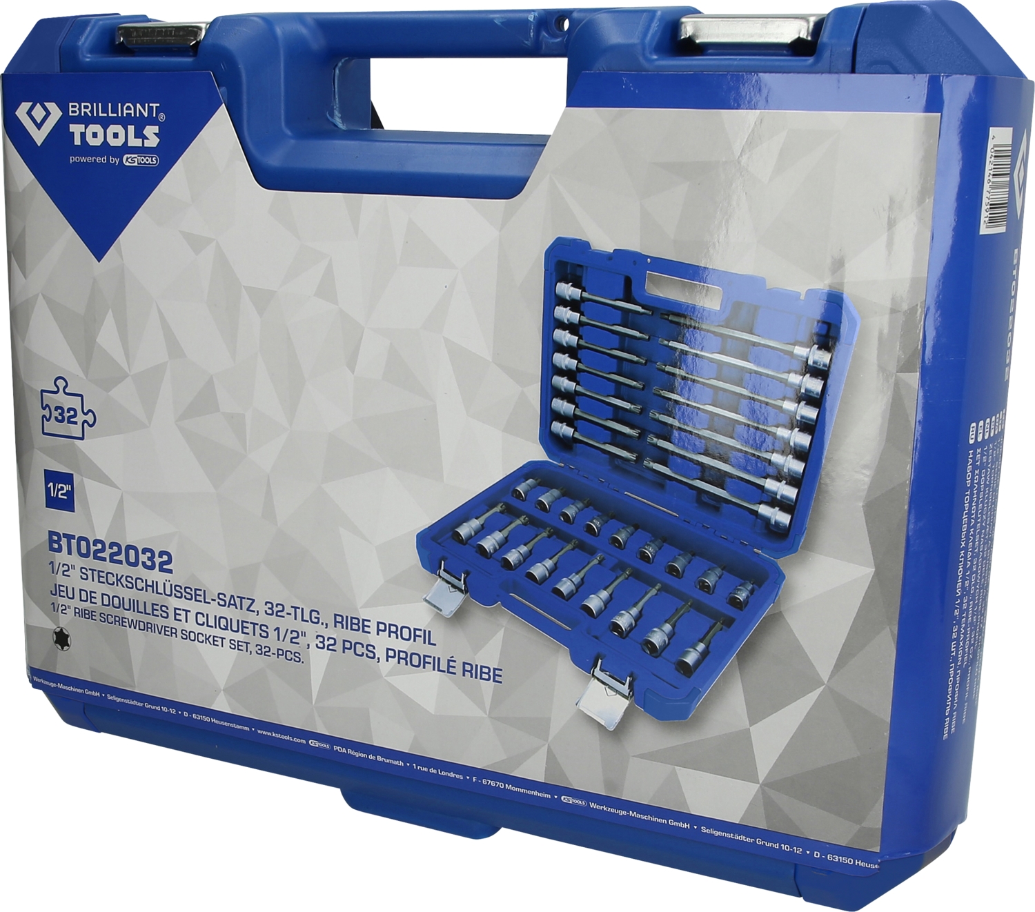 Brilliant Tools  1/2" Bit-Stecknuss-Satz, 32-tlg, RIBE Profil