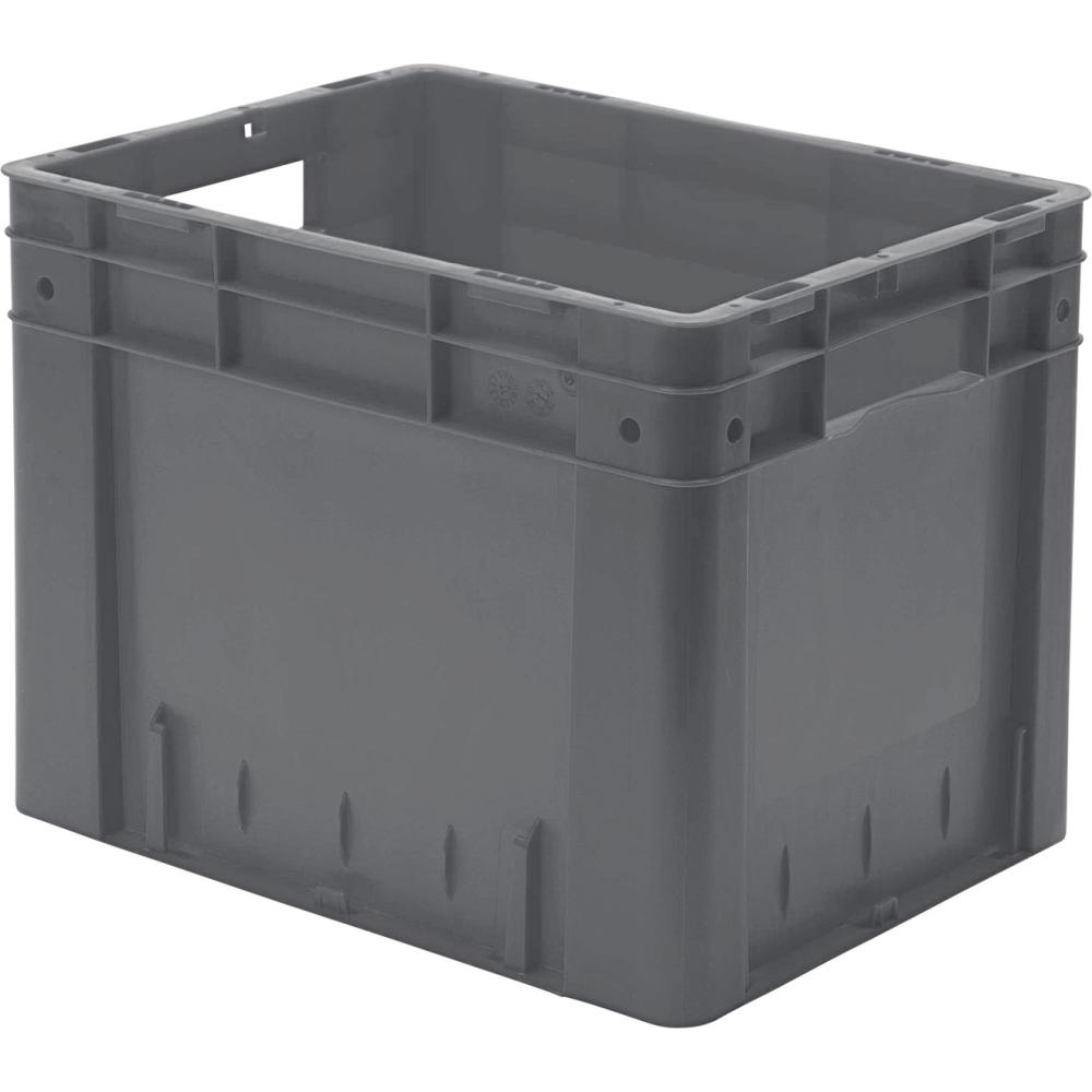 Transportkasten VTK 400/320-0 Transport-Stapelkasten B400x T320x H320 mm grau Auflast 600kg mit Griffloch