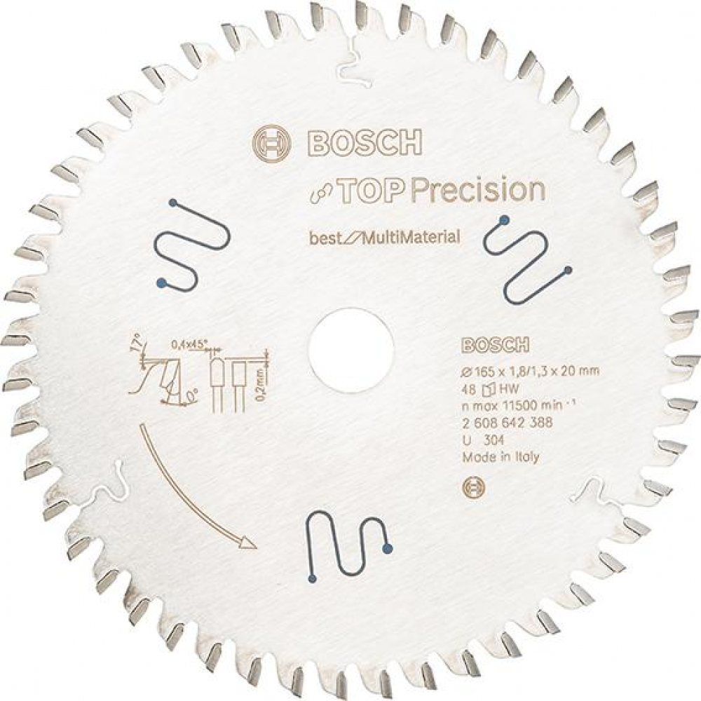 Kreissägeblatt TOP Precision best for Multi Material HM-Kreissägeblatt 165x1,8/1,3x20 48Z TF Bosch VE  1 Stück Mat